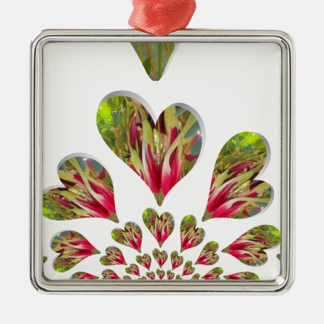 Lovely Hearts Humanitarian Day The World Needs Lov Metal Ornament (Front)