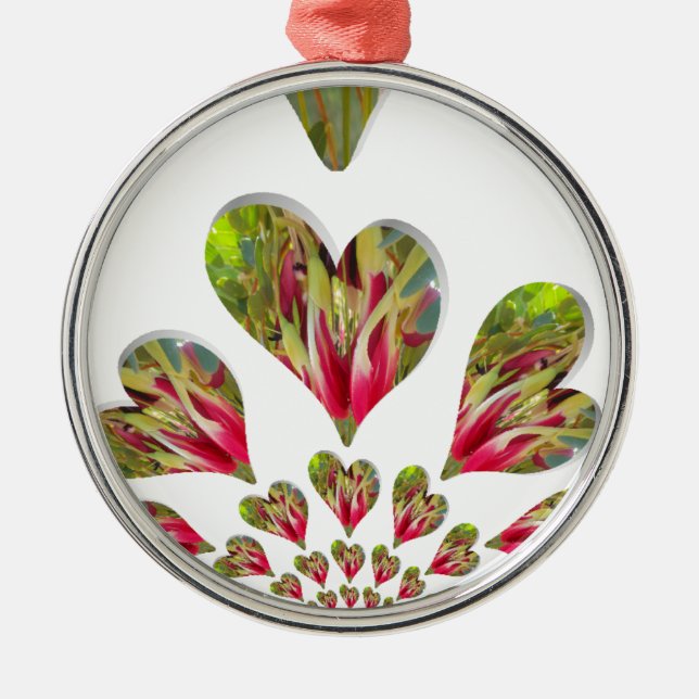 Lovely Hearts Humanitarian Day The World Needs Lov Metal Ornament (Front)