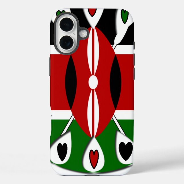 Lovely Hearts Kenya: Flag Art Motif Case-Mate iPhone Case (Back)