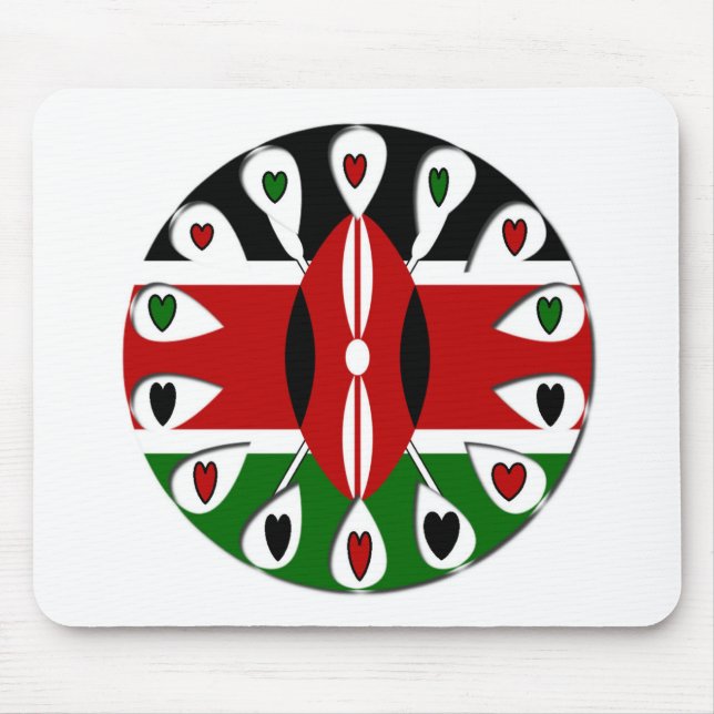 Lovely Hearts Kenya: Flag Art Motif Mouse Pad (Front)
