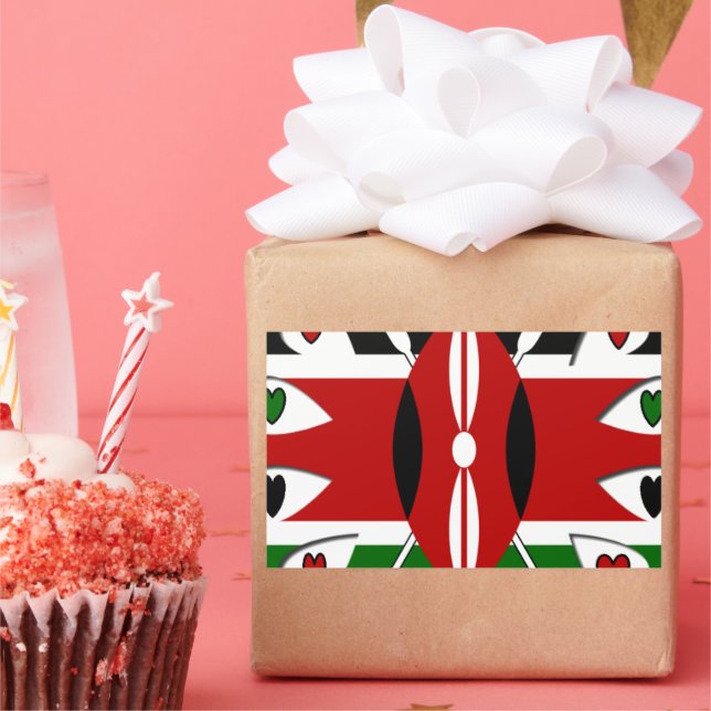 Lovely Hearts Kenya: Flag Art Motif Sticker (Party)