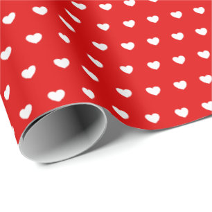 Lovely Hearts Pattern, Classy Red And White Wrapping Paper