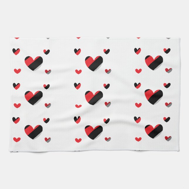 Lovely hearts pattern kitchen towel (Horizontal)