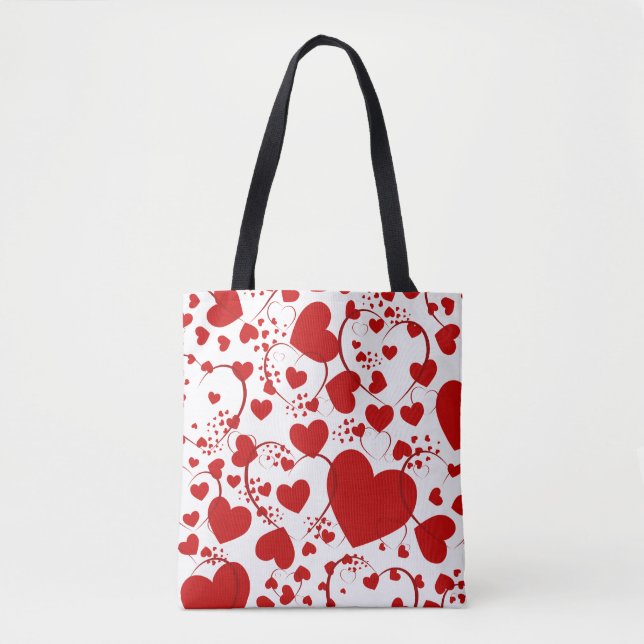 Lovely Hearts pattern V + your backgr. & ideas Tote Bag (Front)