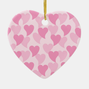 Lovely Hearts Seamless Pattern Ceramic Ornament