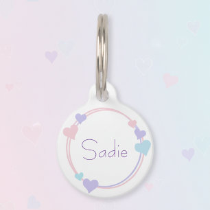 Lovely Hearts with Pet Name and Contact Info Pet Tag
