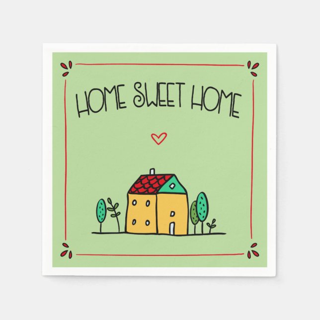 Lovely home sweet home mint green paper napkin (Front)