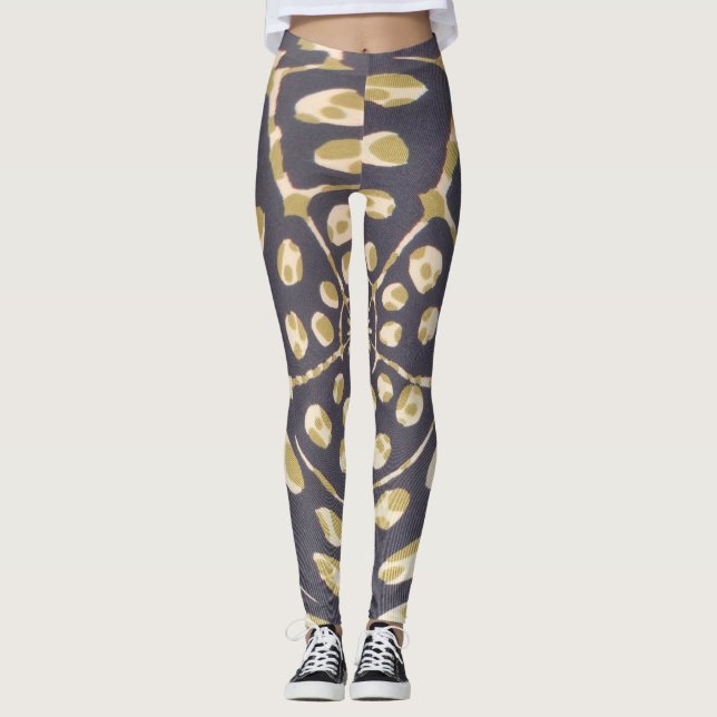 Lovely home weekend blue pattern design leggings (Front)
