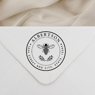 Lovely Honey Bee Round Wedding Return Address Self-inking Stamp