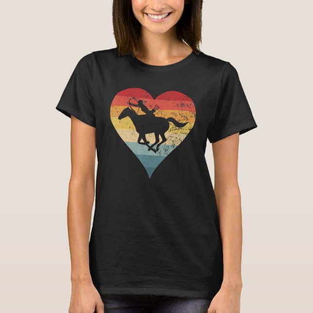 Lovely Horse Archer Colourful Heart Horse Mounted  T-Shirt (Front)