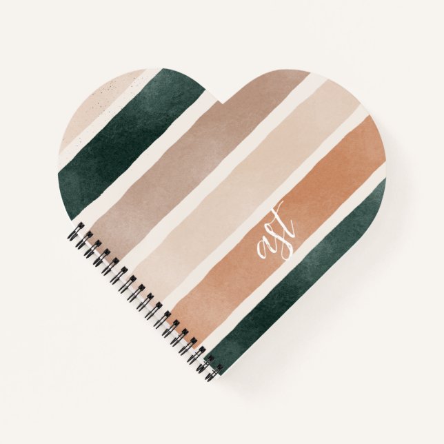 Lovely initial Monogram Striped colourful cute Notebook (Front)
