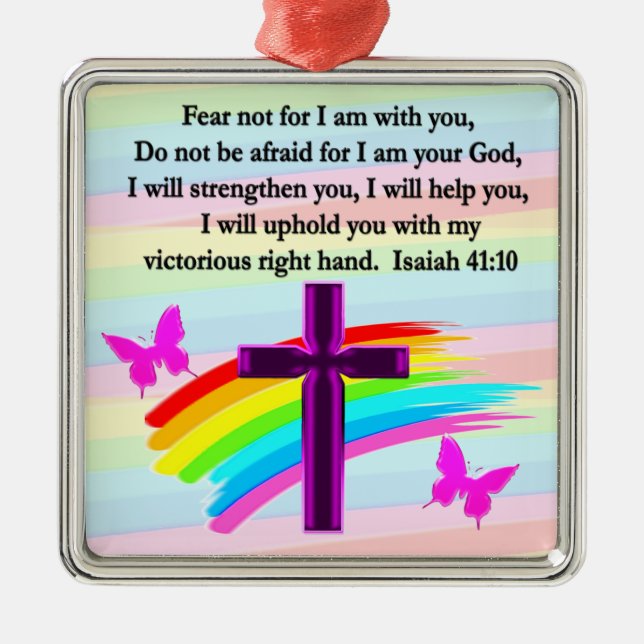 LOVELY ISAIAH 41:10 BIBLE VERSE DESIGN METAL ORNAMENT (Front)