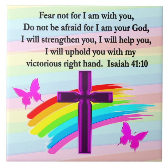 LOVELY ISAIAH 41:10 BIBLE VERSE DESIGN TILE (Front)