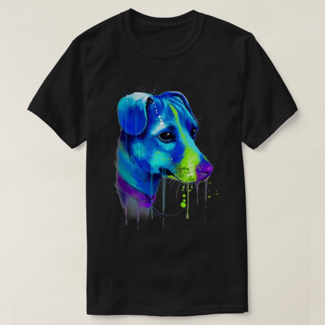 Lovely Jack Russell Abstract, Watercolor Painting  T-Shirt (Design Front)