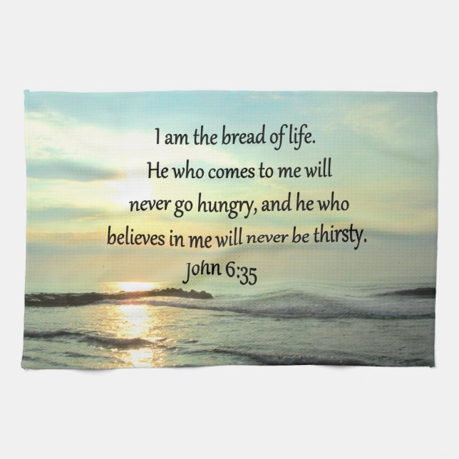 LOVELY JOHN 6:35 SUNRISE PHOTO DESIGN KITCHEN TOWEL (Horizontal)