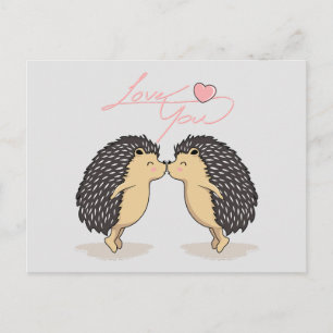 Lovely Kissing Hedgehogs Postcard