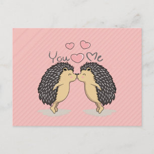 Lovely Kissing Hedgehogs Postcard