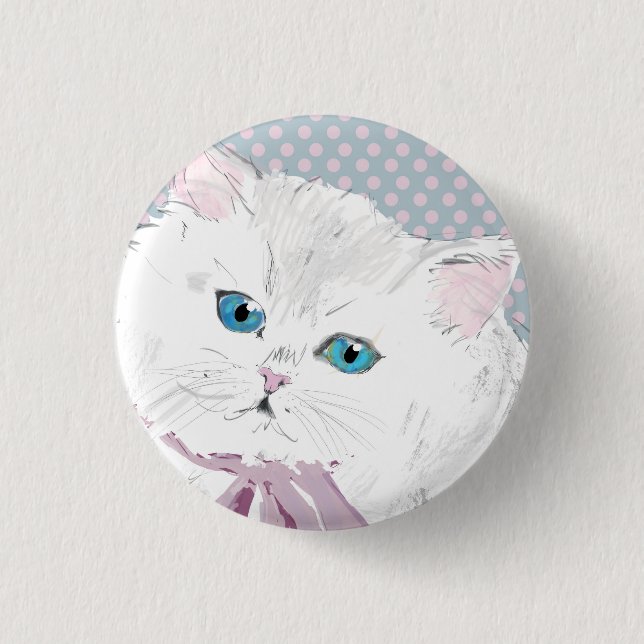 lovely kitty 1 inch round button (Front)
