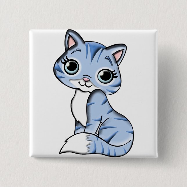 Lovely Kitty Badge 2 Inch Square Button (Front)