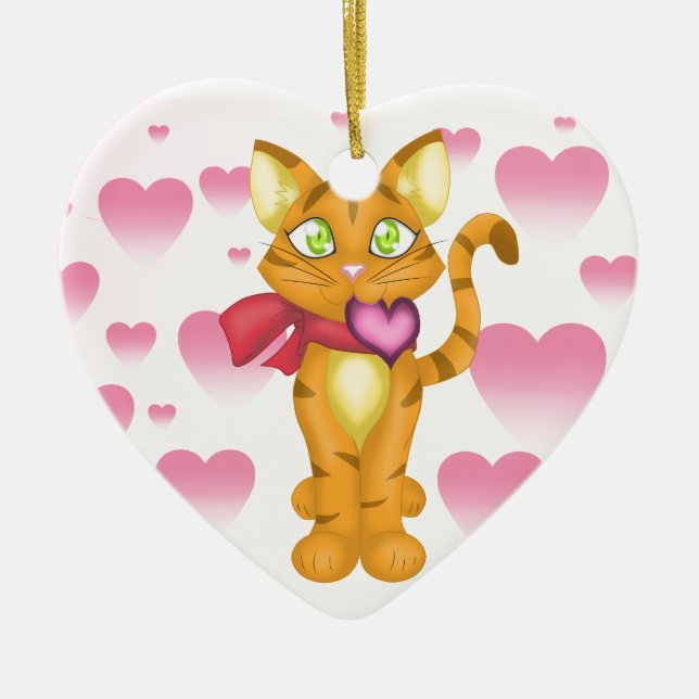 Lovely Kitty Ceramic Ornament (Front)