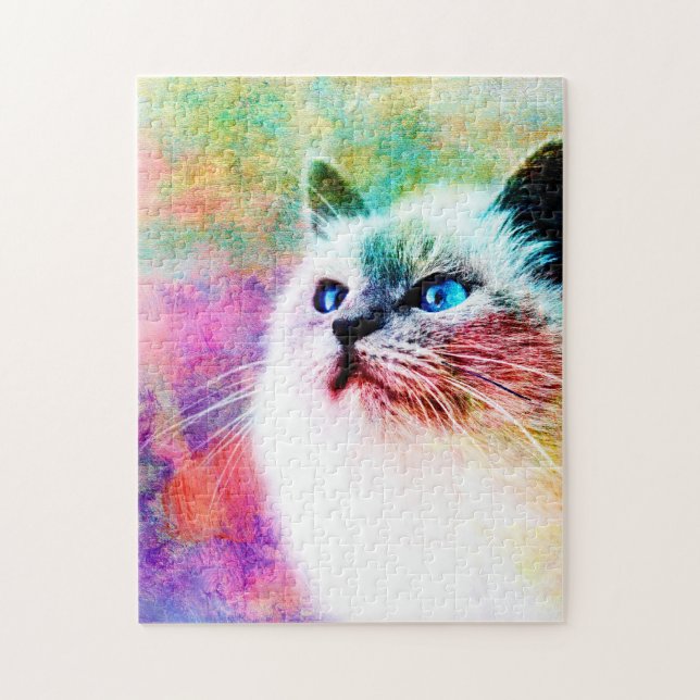 Lovely Kitty Colorful Cat Lover Jigsaw Puzzle (Vertical)