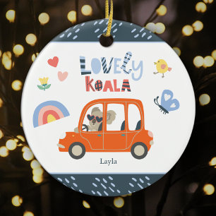 Lovely Koala Little Girl First Name Cute Christmas Ceramic Ornament