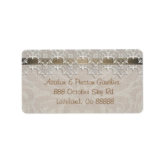 Lovely Lace & Burlap Chic Address Label