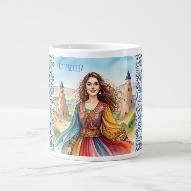 Lovely Lady in Cappadocia, Turkish, Turkey Large Coffee Mug (Front)