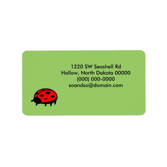 Lovely Ladybug Green Address Label