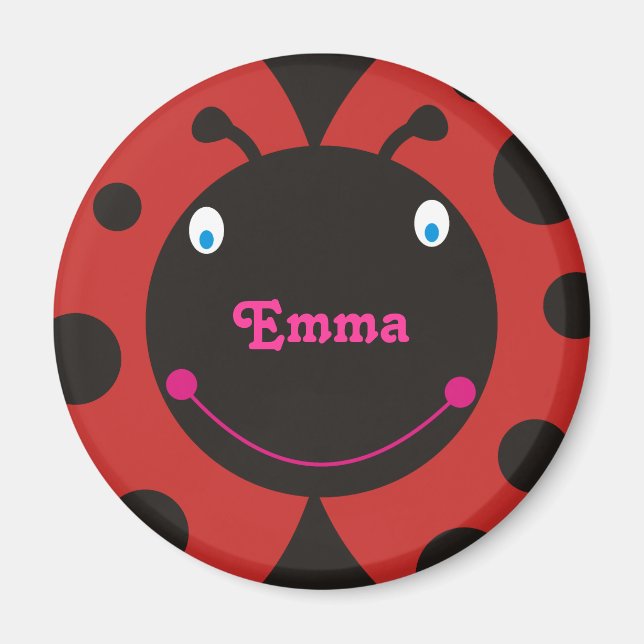 Lovely Ladybug Nom personnalisé Aimants frigo (Devant)