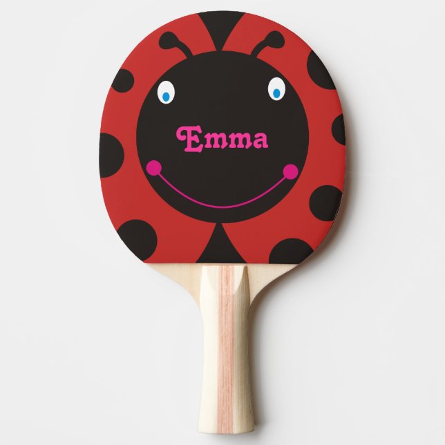 Lovely Ladybug Personalized Name Ping Pong Paddle (Front)