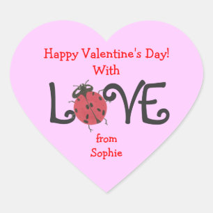 Lovely ladybug personalized valentine sticker