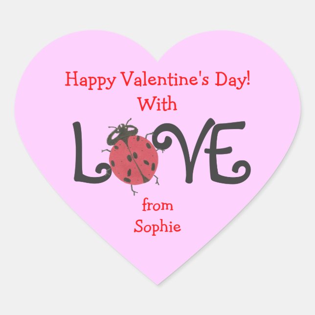 Lovely ladybug personalized valentine sticker (Front)