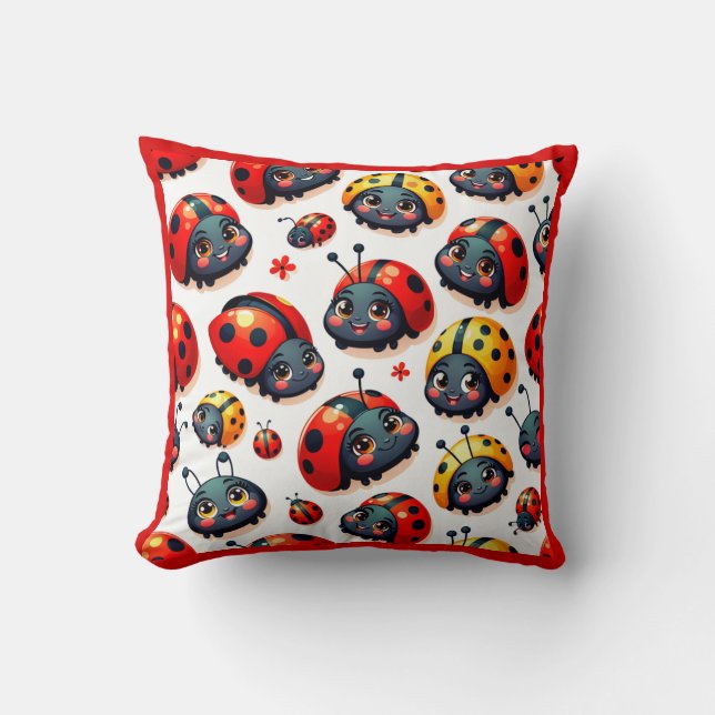 Lovely Ladybugs Throw Pillow (Front)