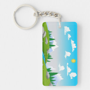 Lovely landscape drawing keychain