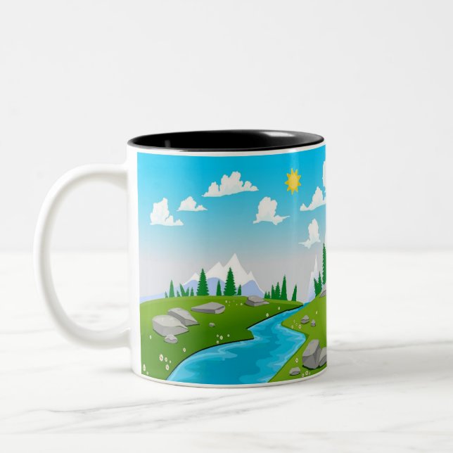 lovely landscape drawing Two-Tone coffee mug (Left)