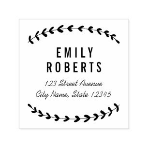 Lovely Laurels Personalized Rubber Stamp