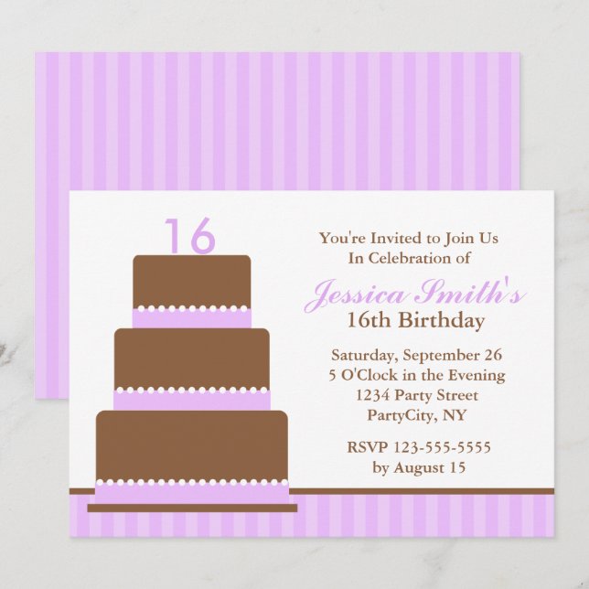 Lovely Lavender Girls Birthday Party Invitation (Front/Back)