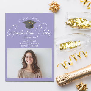 Lovely Lavender Graduate Photo Graduation Party Invitation