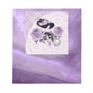 Lovely Lavender Lady Vintage Lace Small Notepad