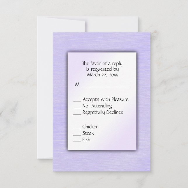 Lovely Lavender  Menu Choice Wedding RSVP (Front)