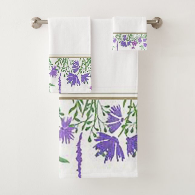 Lovely Lavender Patterned Design Bath Towel Set (Insitu)