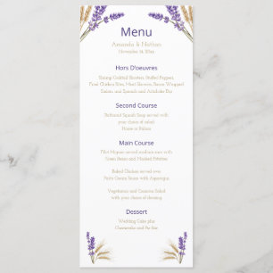 Lovely Lavender & Wheat Wedding Menu