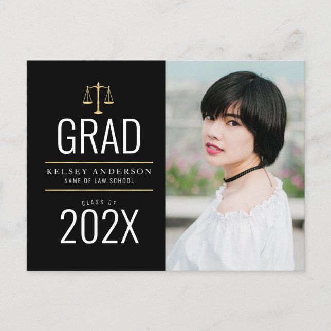 lovely law school graduation announcement postcard (Front)