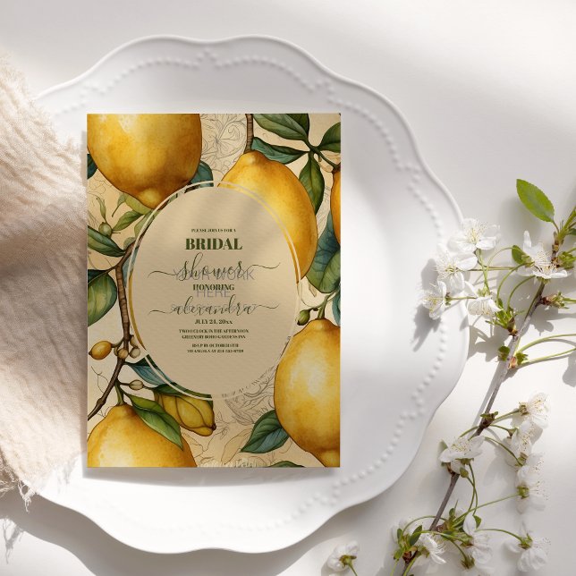 lovely lemon foliage bridal shower invitation (Creator Uploaded)