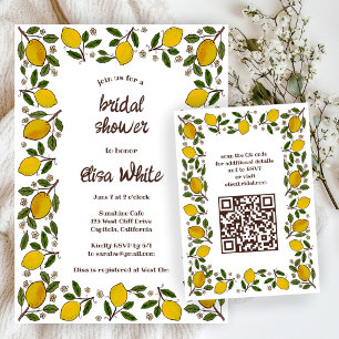 Lovely Lemons CUSTOM QR code BRIDAL SHOWER RSVP Card