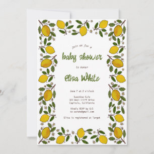 Lovely Lemons Cute CUSTOM QR Code BABY SHOWER Invitation