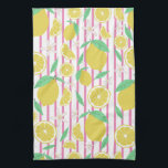 Lovely Lemons Flowers Lemonade Striped Pattern Kitchen Towel<br><div class="desc">Decorate your kitchen with this fun lemon dish towel. Makes a great housewarming or wedding gift! You can always add your own text. Let me know if you'd like something custom made. If you buy it, thank you! Be sure to share a pic on Instagram of it in action and...</div>