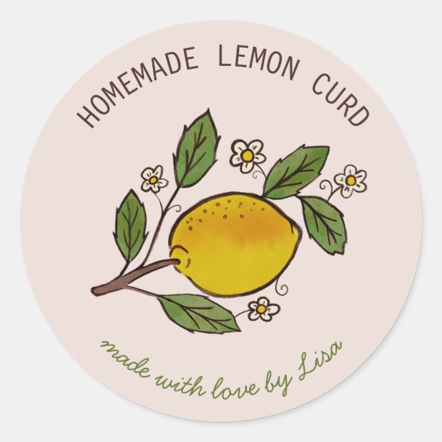 Lovely Lemons Homemade Treats Rustic CUSTOM  Classic Round Sticker (Front)