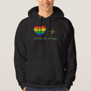 Lovely Lgbt Gay Pride Heartbeat Lesbian Gays Love  Hoodie